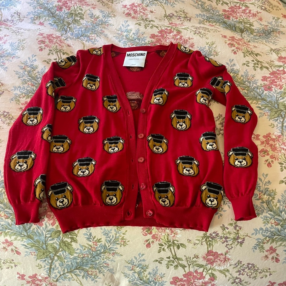 Moschino Couture Jeremy Scott All Over Teddy Bears Policeman Sweater
